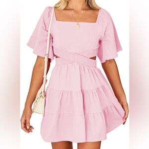 pink cut out mini dress